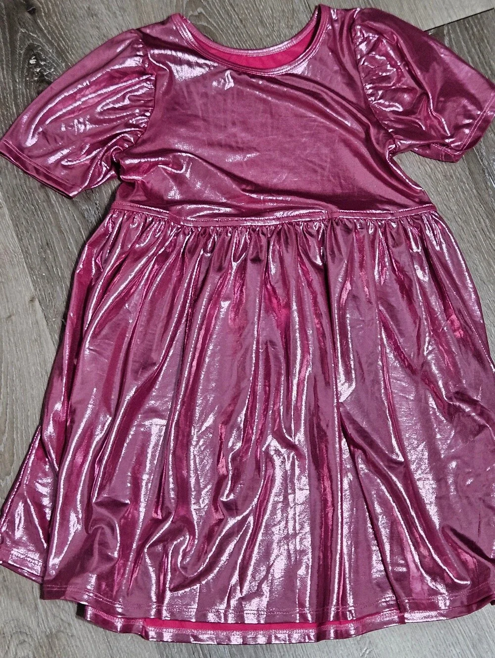 Pink Chicken Metallic Pink Shimmer Lame Steph Dress- Size 8Y